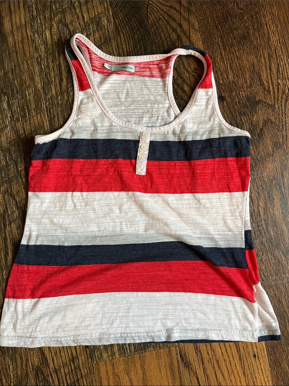Maurice’s Striped Red Navy White Racerback Tank Top